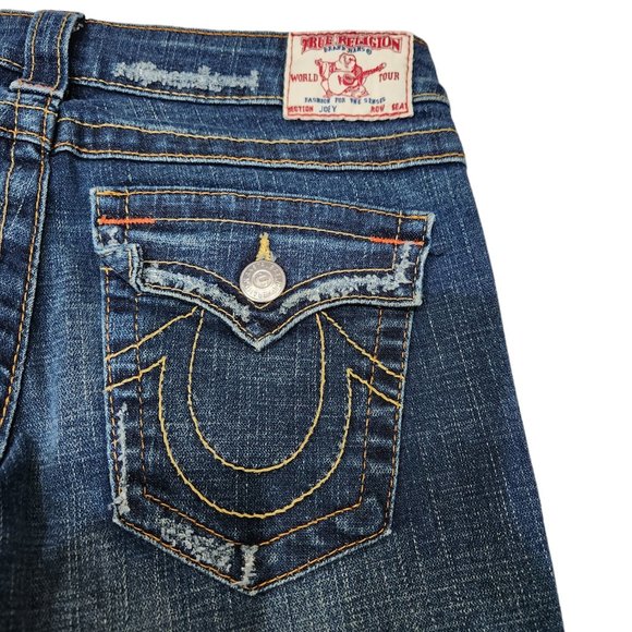 True Religion Joey Jeans Twisted Seam Flare Leg Distressed Low Rise Y2K Size 28 - Picture 5 of 10